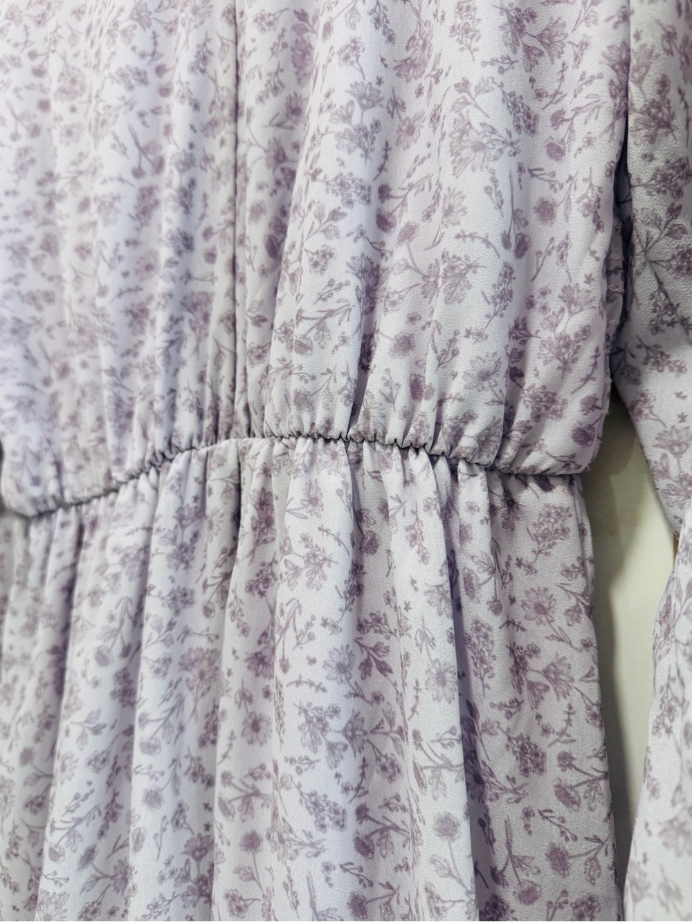 Vintage Cottagecore Lavender Floral Smocked Mini Dress Prairie Romantic Small - Picture 8 of 14